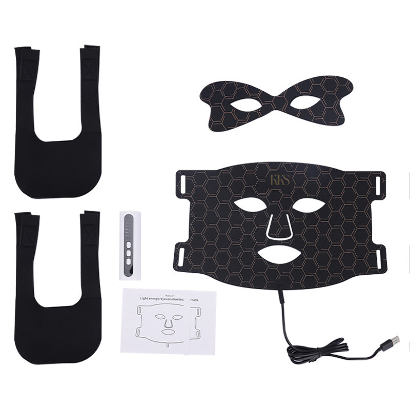 Amporea black LED face mask spa kit with mask, eye attachment, controller and pouch